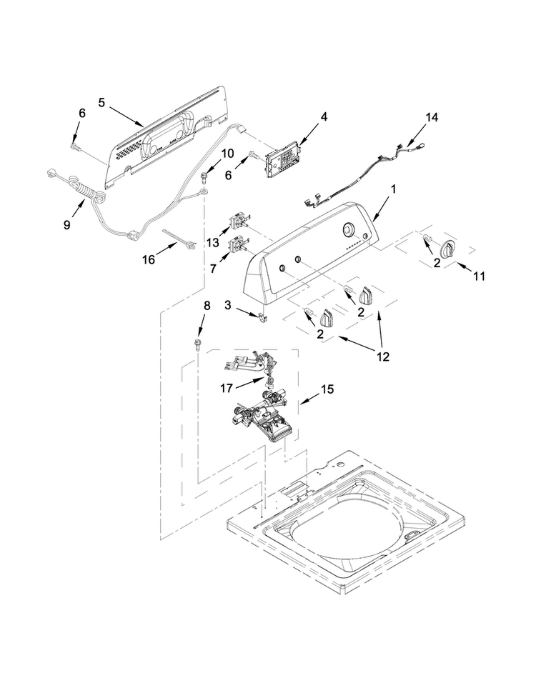 Controls And Water Inlet Parts Diagram and Parts List for CAW8350EW0  Crosley Washer