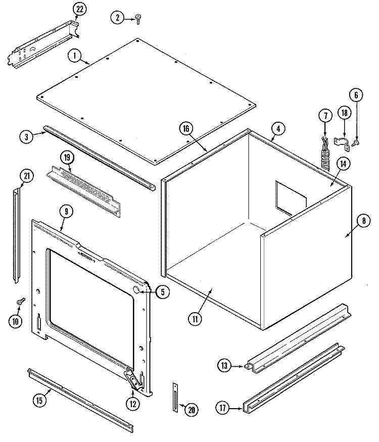 BODY Diagram and Parts List for WW27210PF  Jenn-Air Wall Oven