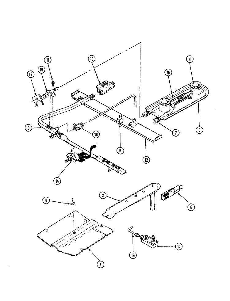 CONTROL SYSTEM Diagram and Parts List for 31GK-3KLW  Magic Chef Range