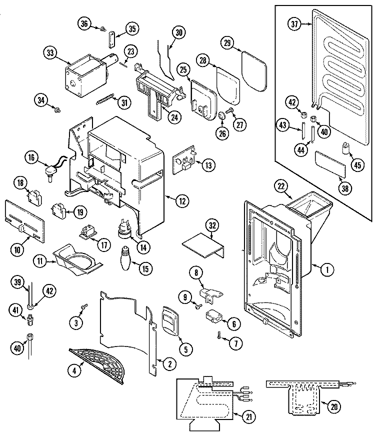 ICE & WATER DISPENSER Diagram and Parts List for GS20Y9DA  Admiral Refrigerator