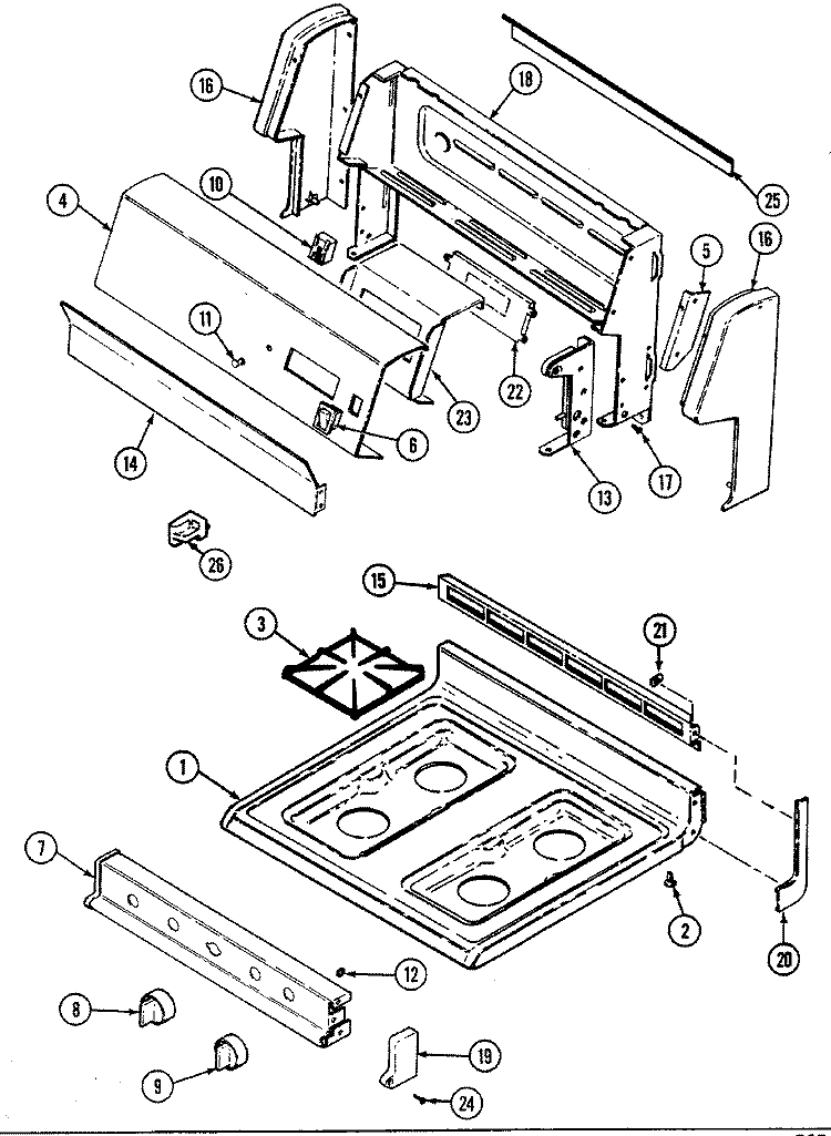 TOP ASSY. / CONTROL PANEL Diagram and Parts List for CRG7600AAW  Maytag Range