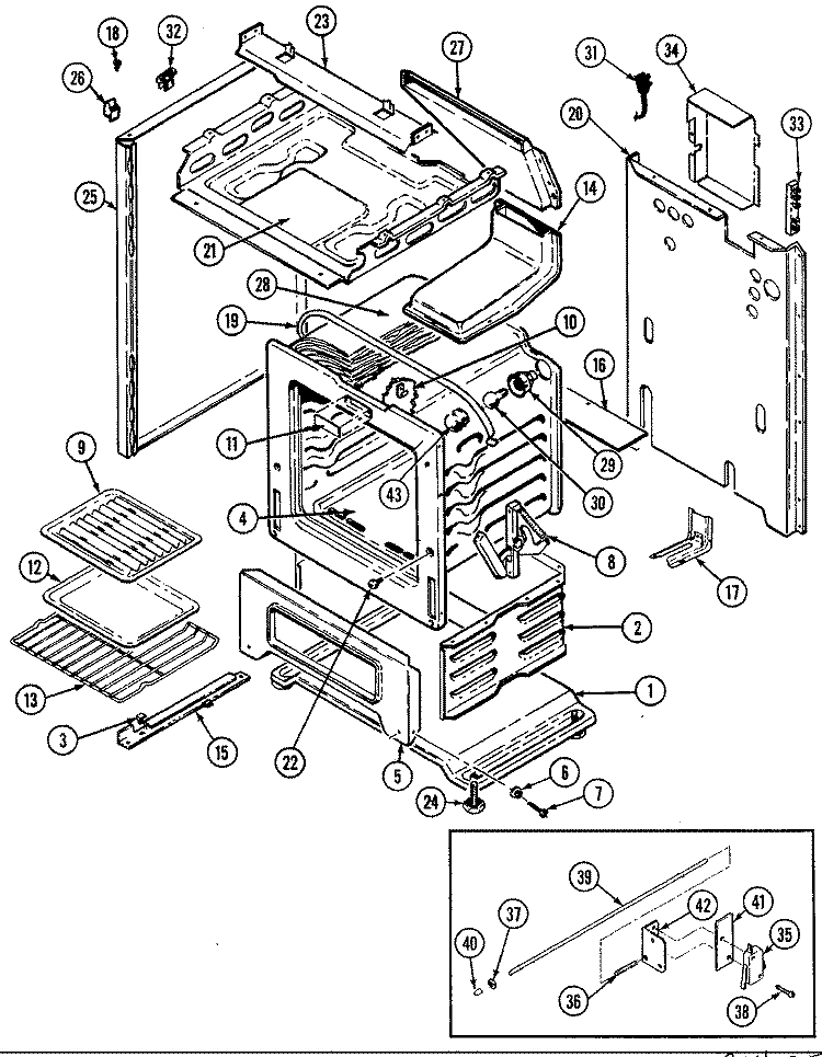 BODY Diagram and Parts List for CRG7600AAW  Maytag Range