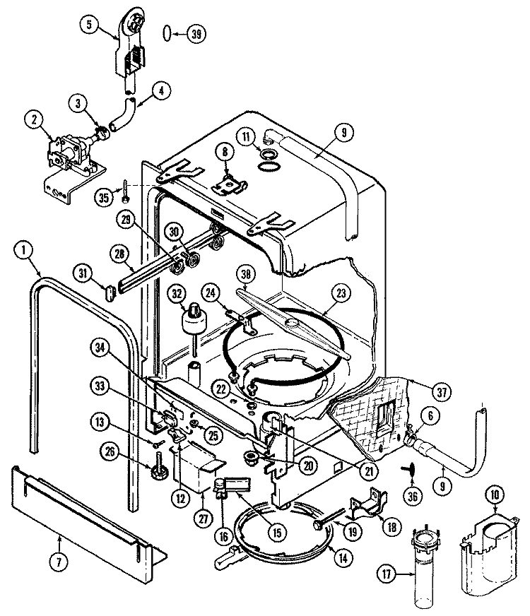 TUB Diagram and Parts List for NDU4K  Norge Dishwasher