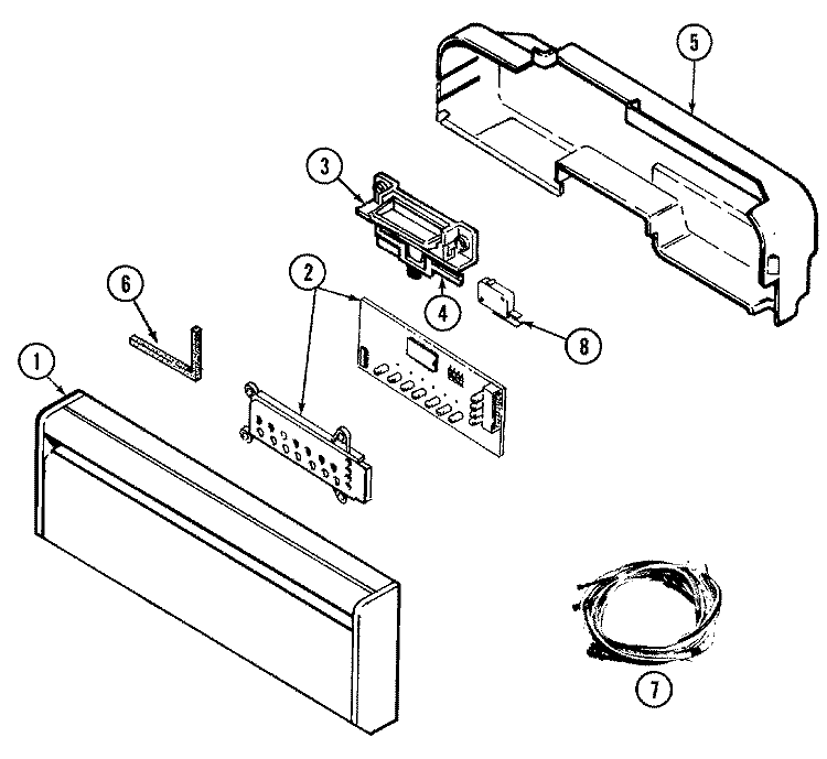 CONTROL PANEL Diagram and Parts List for DWUA940AAX  Admiral Dishwasher