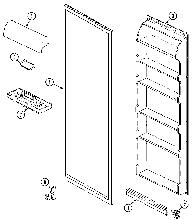 FRESH FOOD INNER DOOR Diagram and Parts List for GS22Y8V  Maytag Refrigerator
