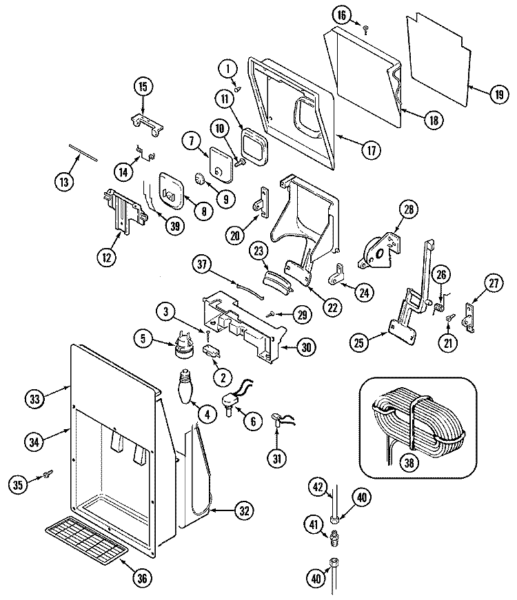 ICE & WATER DISPENSER Diagram and Parts List for RCE244TDV  Magic Chef Refrigerator
