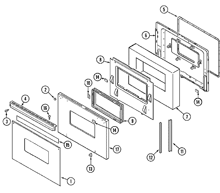 DOOR Diagram and Parts List for 9495XRB  Magic Chef Wall Oven