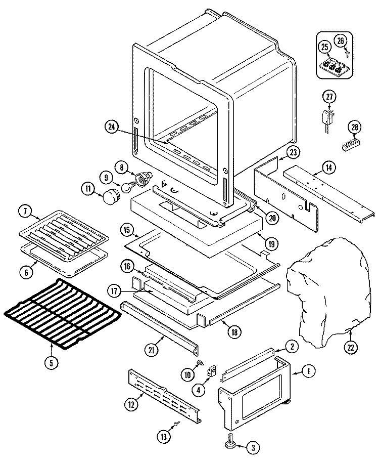 OVEN Diagram and Parts List for 7458XRW  Magic Chef Range