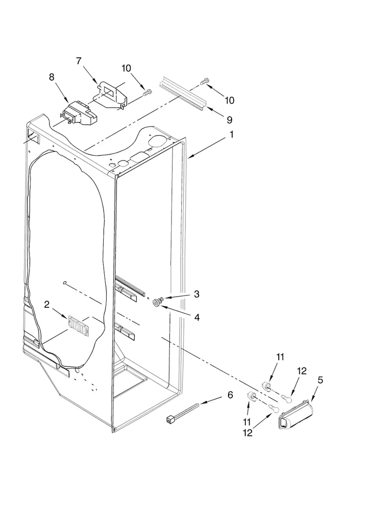 Refrigerator Liner Parts Diagram and Parts List for ASD2522WRS01  Amana Refrigerator