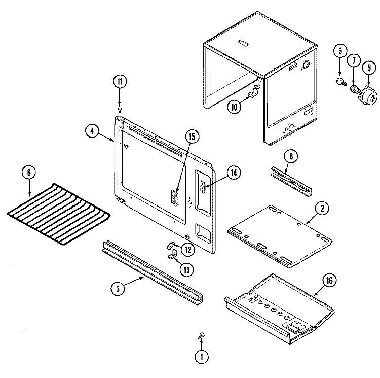 OVEN (UPPER) Diagram and Parts List for 7458XRW  Magic Chef Range