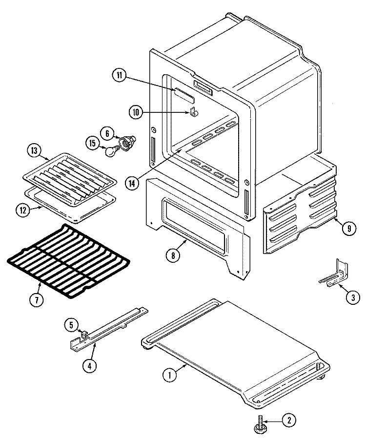 OVEN / BASE Diagram and Parts List for 3167XTA-X  Magic Chef Range