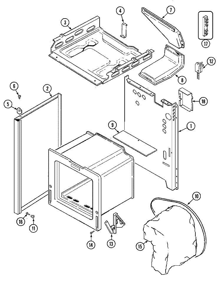 BODY Diagram and Parts List for 3115PUV  Magic Chef Range