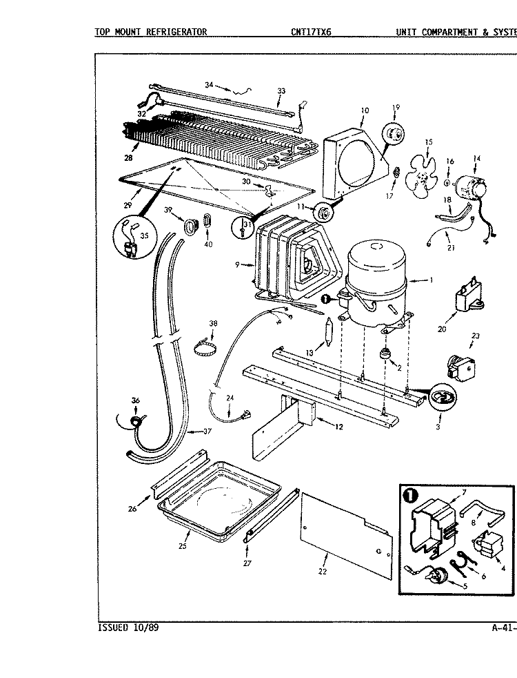 UNIT COMPARTMENT & SYSTEM Diagram and Parts List for CNT17TX6H 8D13A Crosley Refrigerator