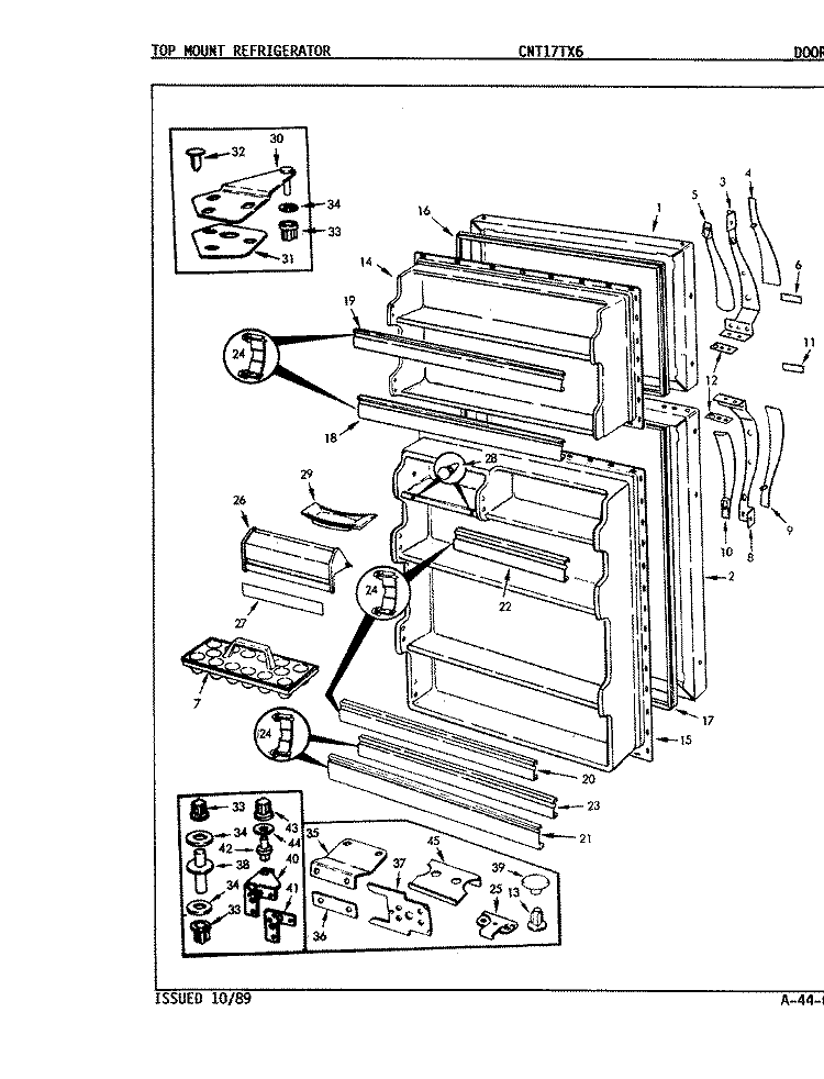 DOORS Diagram and Parts List for CNT17TX6A 8D13A Crosley Refrigerator