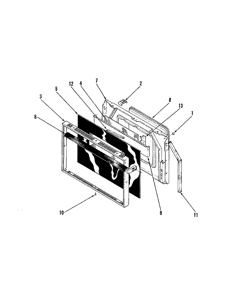 DOOR Diagram and Parts List for 34GN-3TKXW-ON  Magic Chef Range