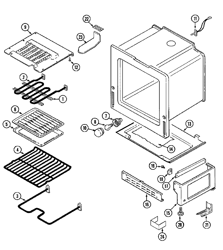 OVEN / BASE Diagram and Parts List for CE6898VVV  Crosley Wall Oven