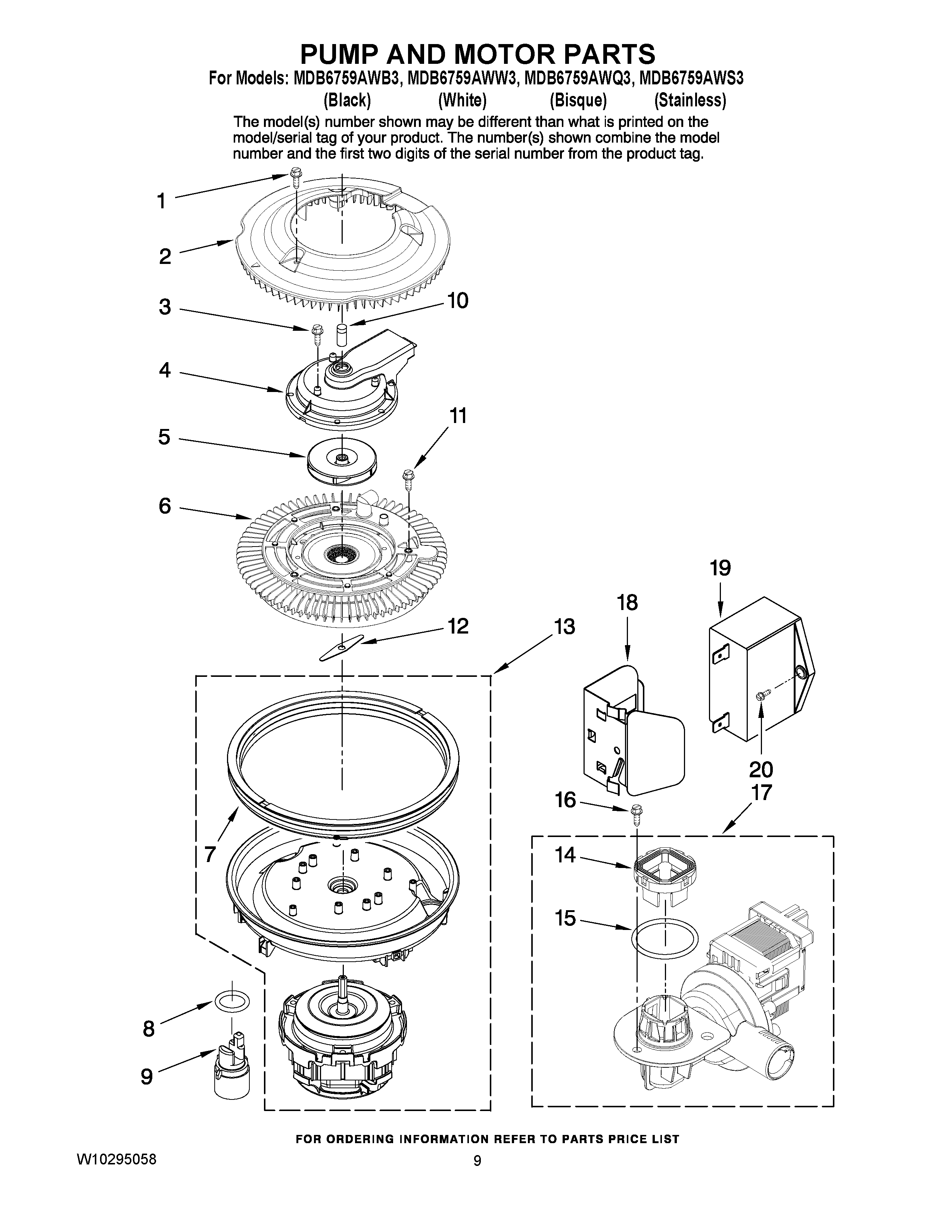 08 - PUMP AND MOTOR PARTS Diagram and Parts List for MDB6759AWW3  Maytag Dishwasher
