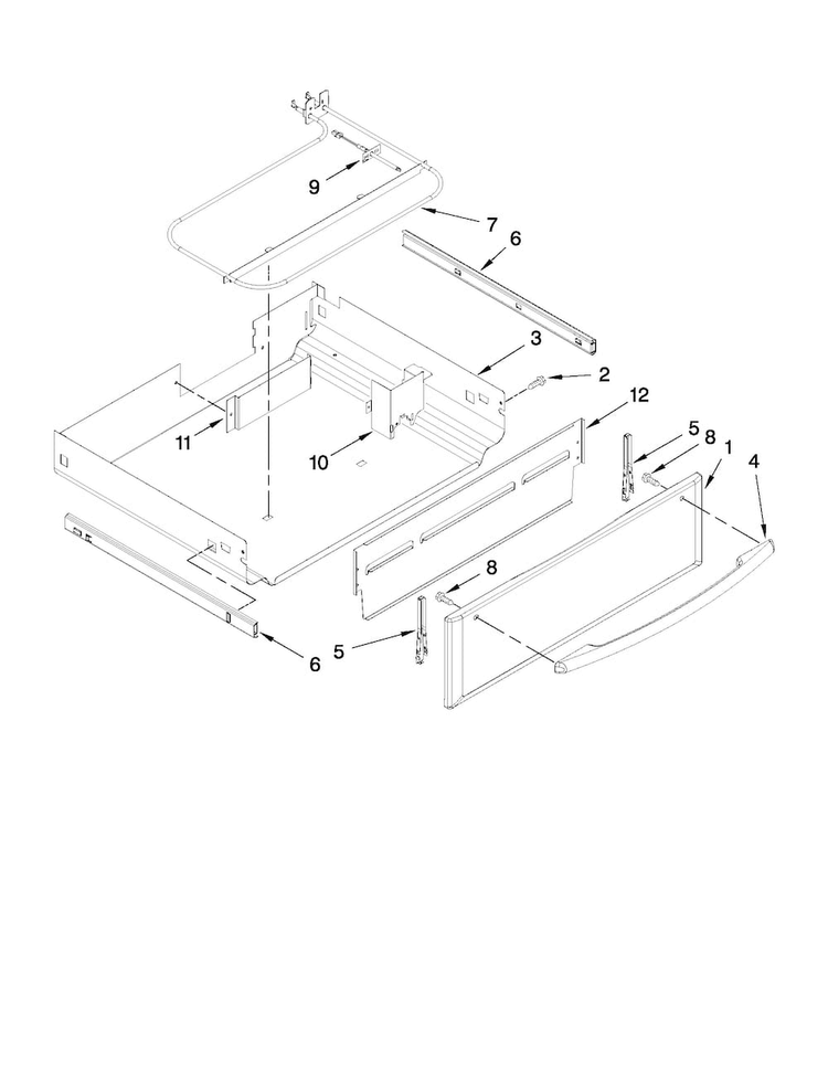 Drawer Parts Diagram and Parts List for MIR8890AS0  Maytag Range