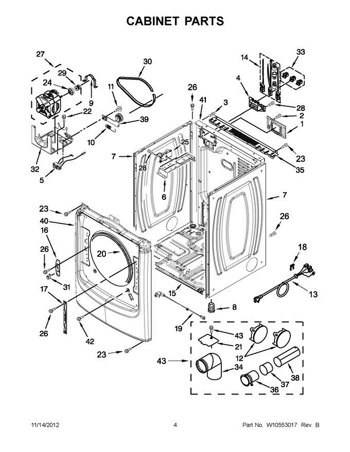 02 - Cabinet Parts Diagram and Parts List for YMED8000AG0  Maytag Dryer