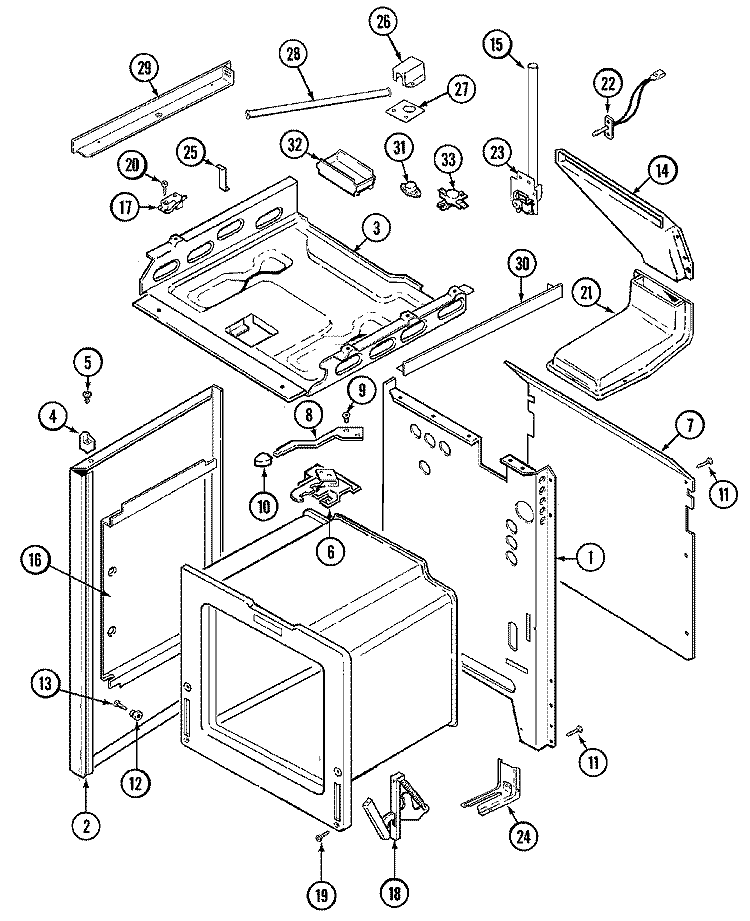 BODY Diagram and Parts List for 6498VRV  Magic Chef Range