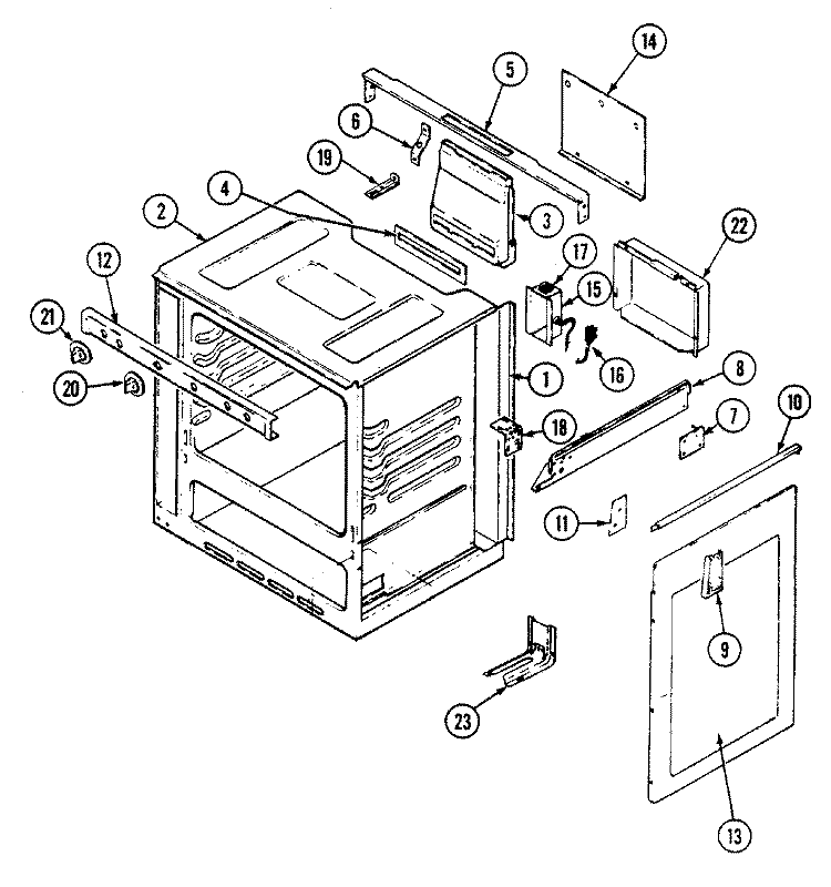 BODY Diagram and Parts List for 4131WRA  Magic Chef Range