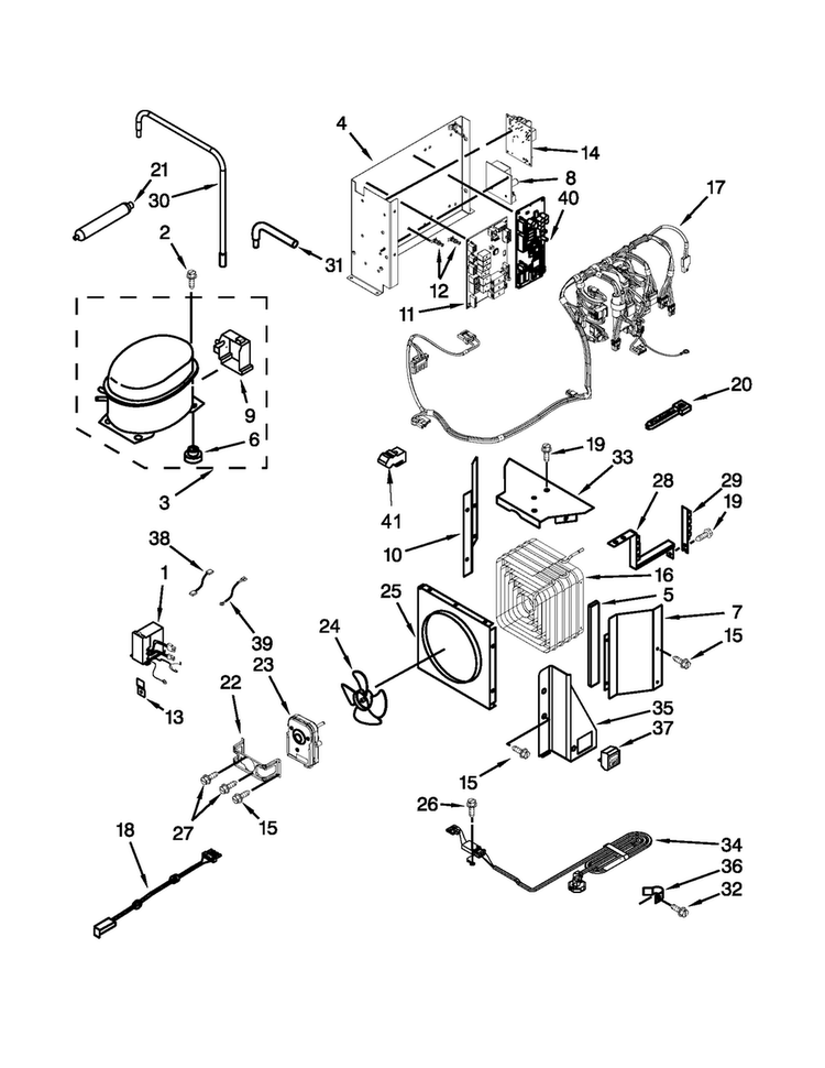 Upper Unit Parts Diagram and Parts List for JS42PPDUDB15  Jenn-Air Refrigerator