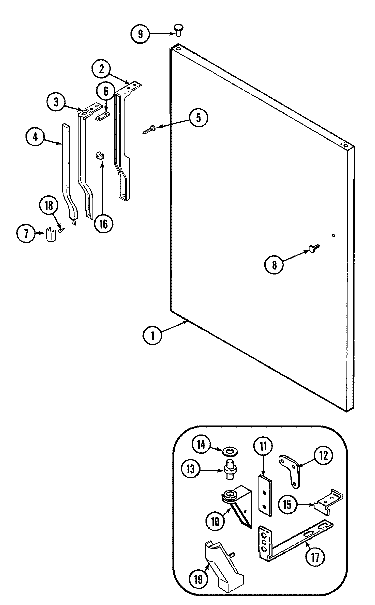 FRESH FOOD OUTER DOOR Diagram and Parts List for GT21Y8A  Admiral Refrigerator