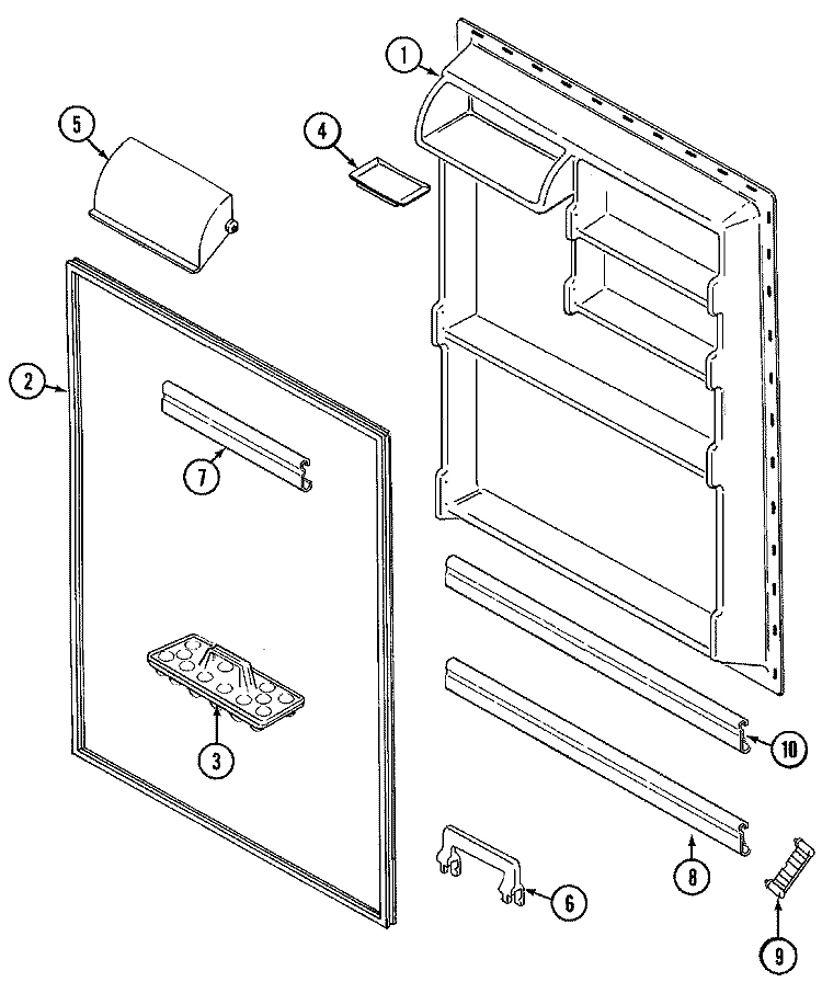 FRESH FOOD INNER DOOR Diagram and Parts List for NT198NB  Norge Refrigerator