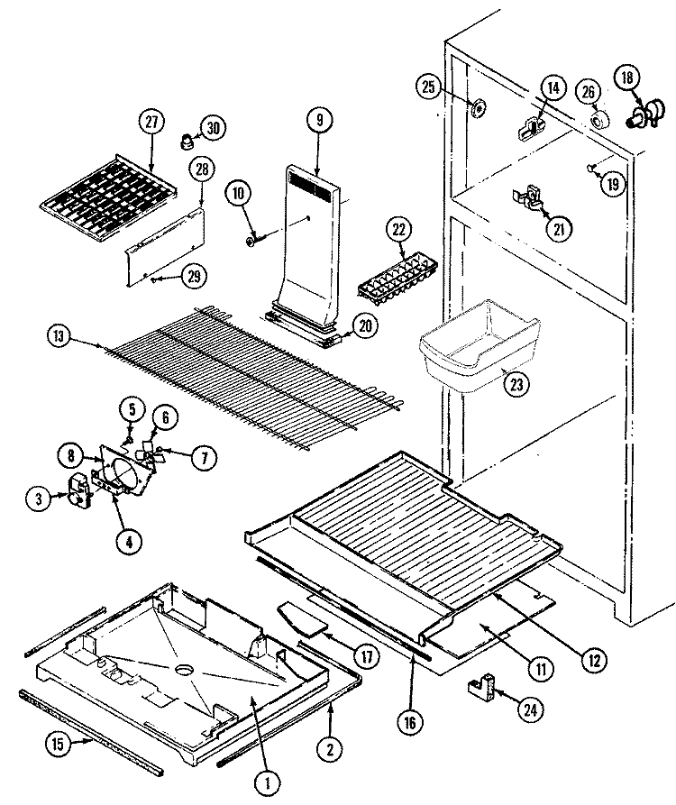 FREEZER COMPARTMENT Diagram and Parts List for RTCA196AAE  Admiral Refrigerator