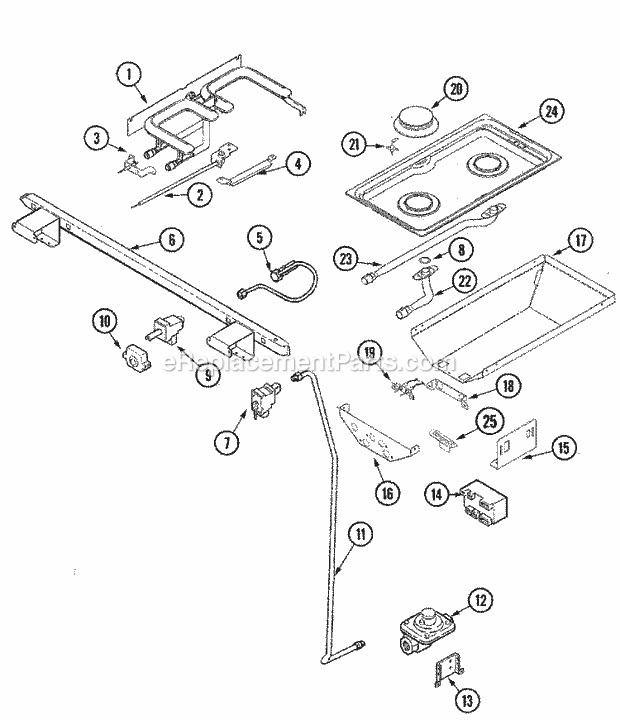GAS CONTROLS (AAP) Diagram and Parts List for JDS9860AAP  Jenn-Air Range