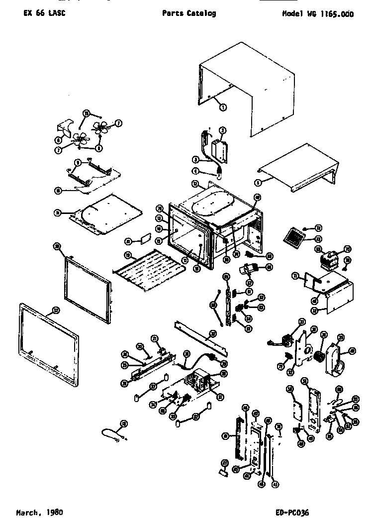 Replacement Parts Diagram and Parts List for WG1165000  Amana Microwave