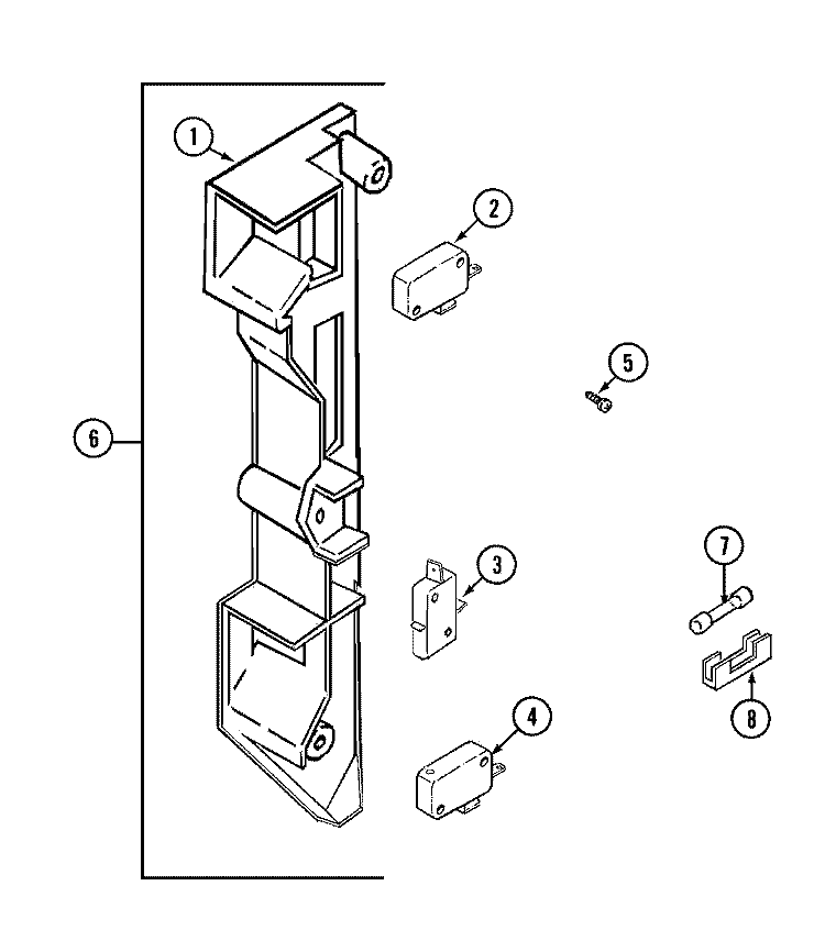 INTERLOCK SWITCHES Diagram and Parts List for CR151KWH  Crosley Microwave