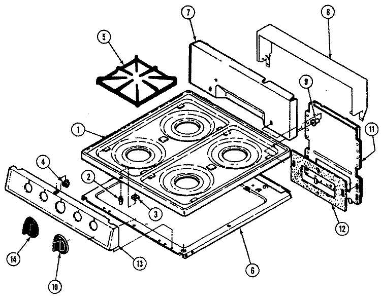 TOP ASSEMBLY Diagram and Parts List for CNPA100AXW  Admiral Range