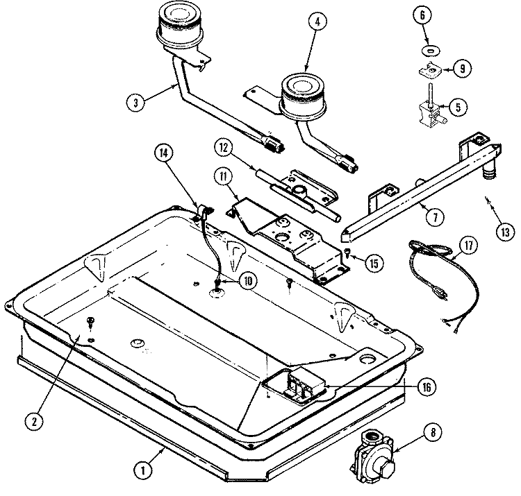 BODY Diagram and Parts List for CSGA400AAL  Admiral Cooktop