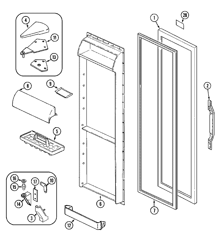 FRESH FOOD DOOR Diagram and Parts List for AS22N8DM  Admiral Refrigerator