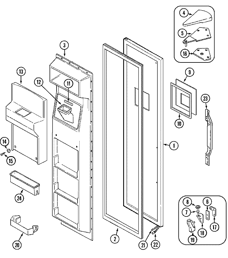 FREEZER DOOR Diagram and Parts List for AS22N8DM  Admiral Refrigerator