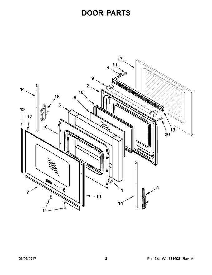 05 - Door Parts Diagram and Parts List for MER6600FB1  Maytag Range