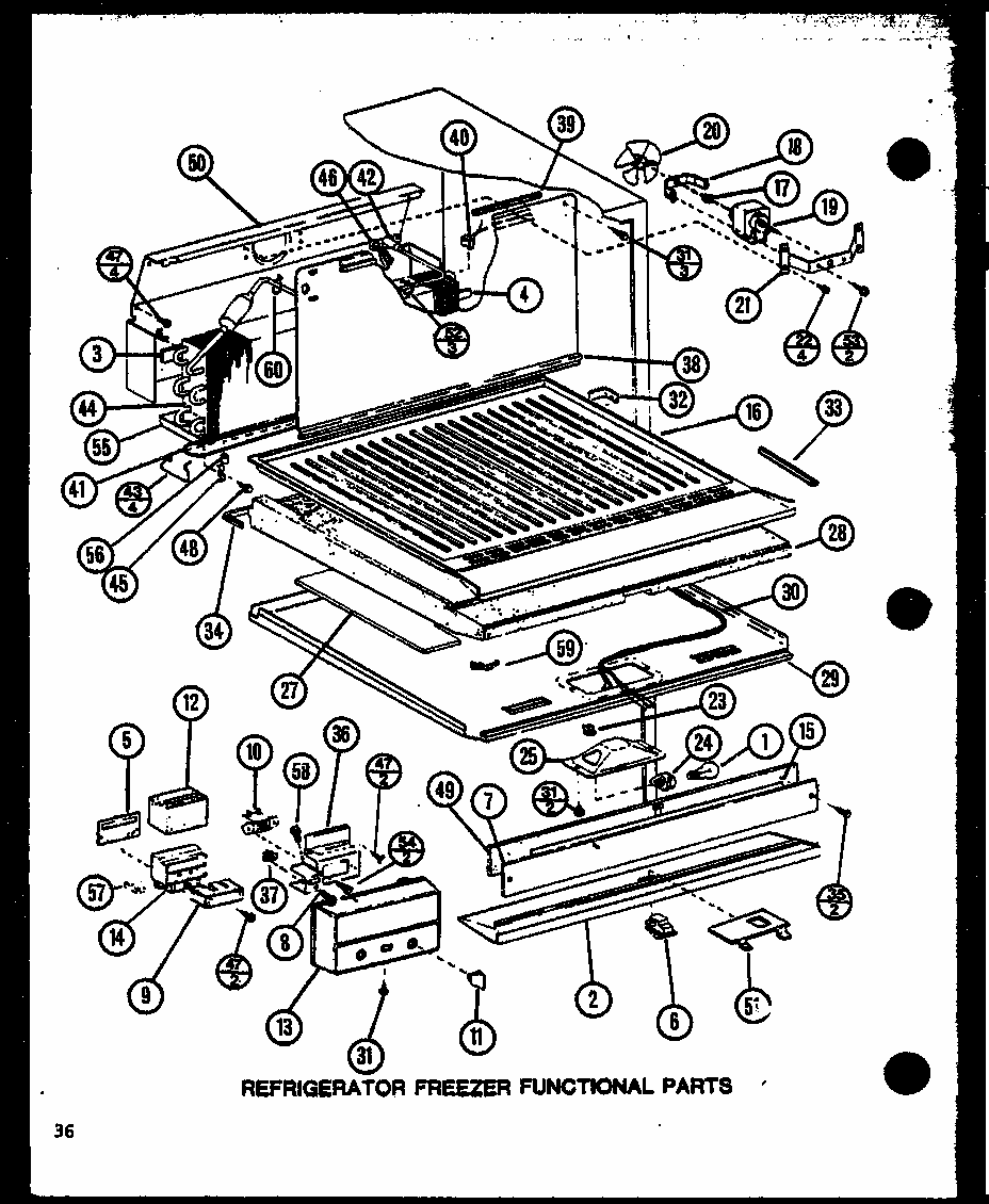 Refrigerator Freezer Functional Parts (tm20n/p1102105w) (tm20n/p1102106w) Diagram and Parts List for TM18N-P1102104W  Amana Refrigerator