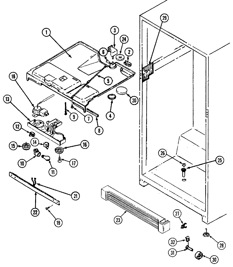 FRESH FOOD COMPARTMENT Diagram and Parts List for MX400  Admiral Refrigerator