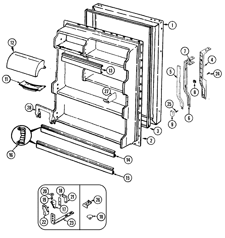 FRESH FOOD DOOR Diagram and Parts List for NT218NFA  Norge Refrigerator