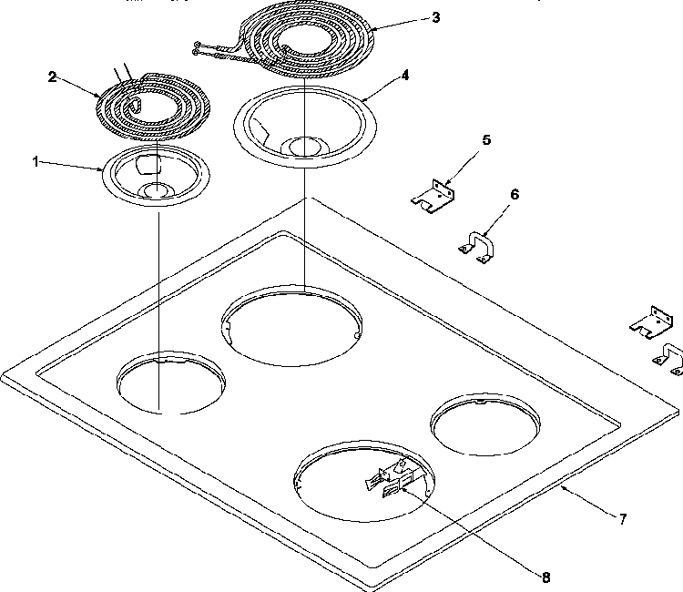 Main Top Diagram and Parts List for ARS636E-P1130640NE  Amana Range