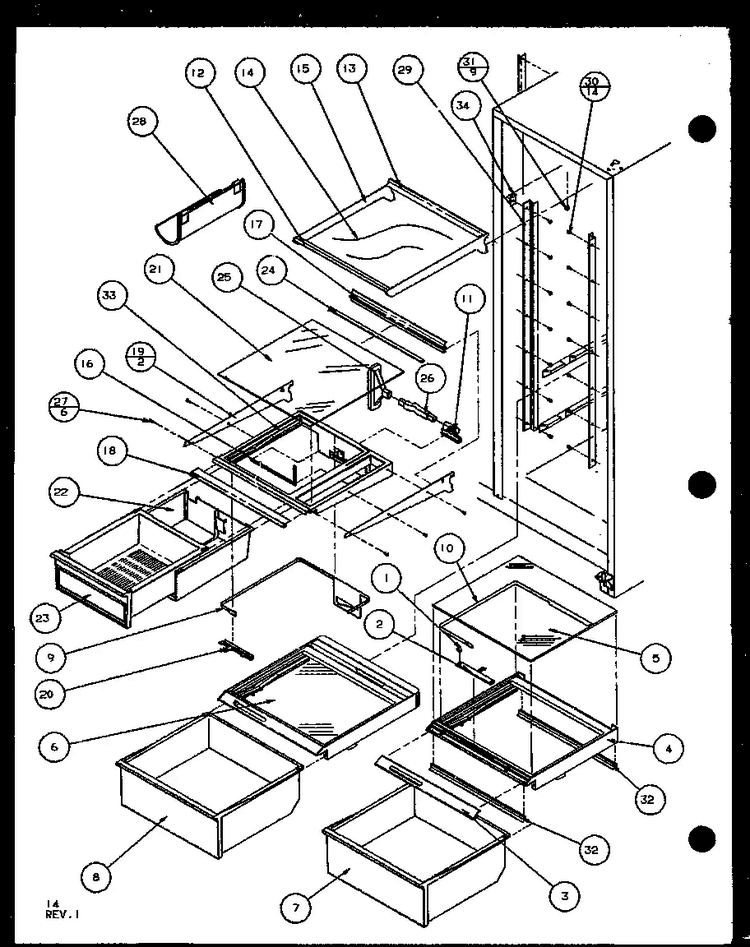 Section 7 Diagram and Parts List for SC25JP-7870114W  Amana Refrigerator