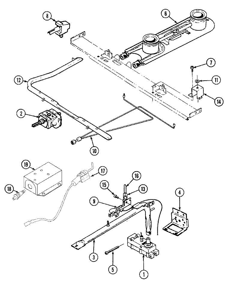 CONTROL SYSTEM Diagram and Parts List for GM3110PRWM  Maytag Range