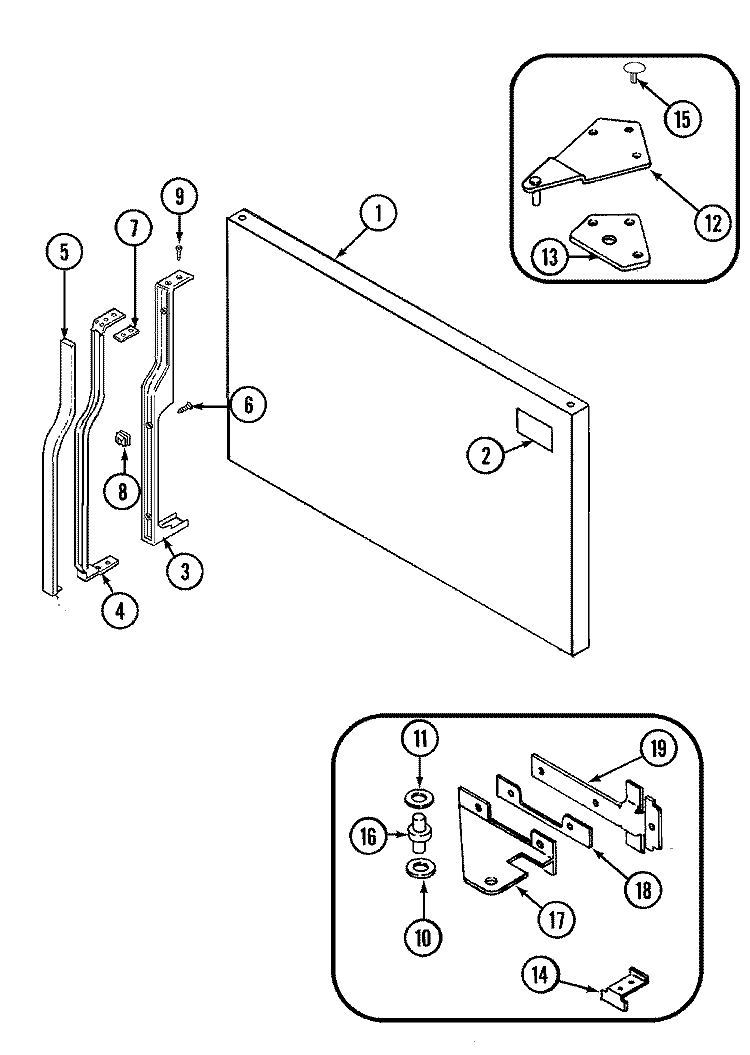 FREEZER OUTER DOOR Diagram and Parts List for GT19A43V  Admiral Refrigerator