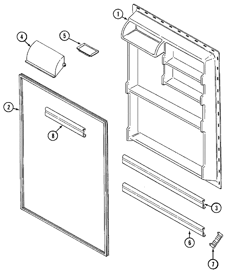 FRESH FOOD INNER DOOR Diagram and Parts List for RB151TLM  Magic Chef Refrigerator
