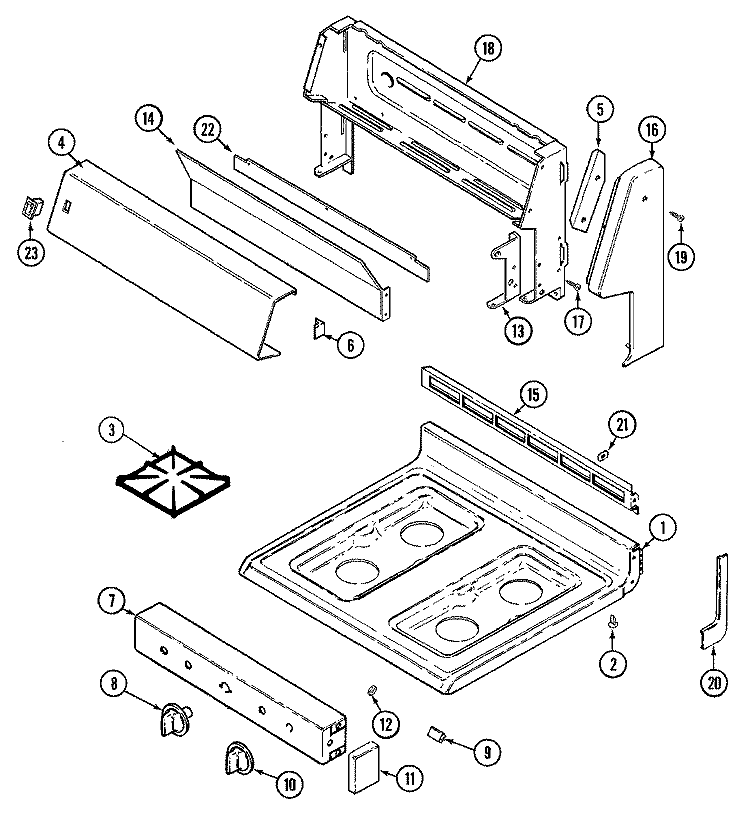 TOP ASSY. / CONTROL PANEL Diagram and Parts List for GM3216WRWM  Maytag Range