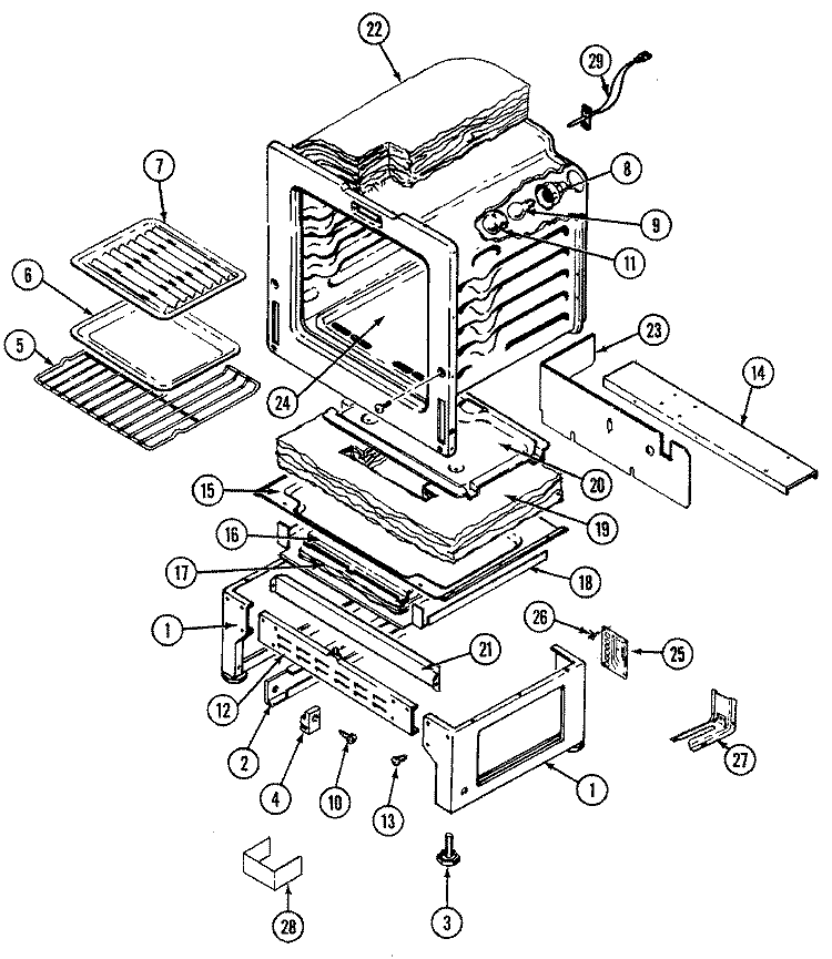OVEN Diagram and Parts List for CHG9800AAE  Maytag Range