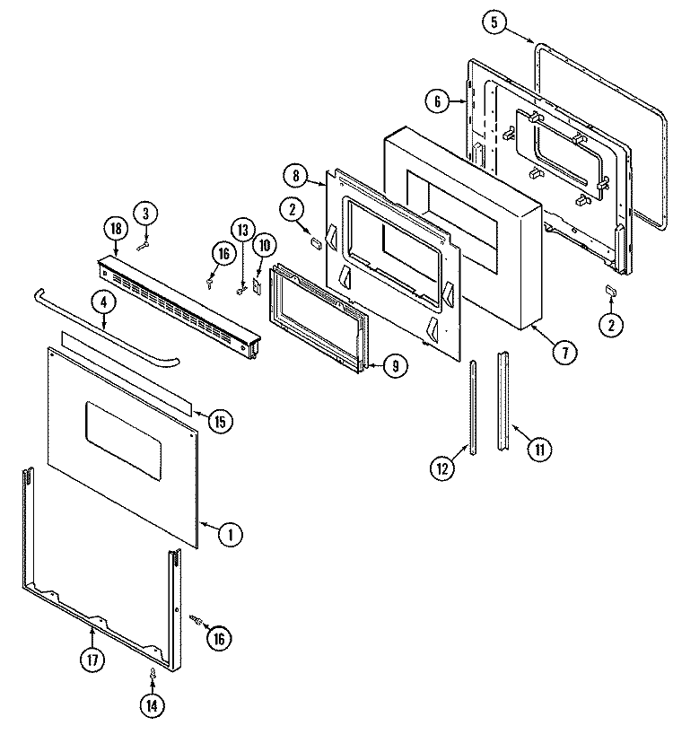 DOOR Diagram and Parts List for CFE9000BCB  Maytag Range