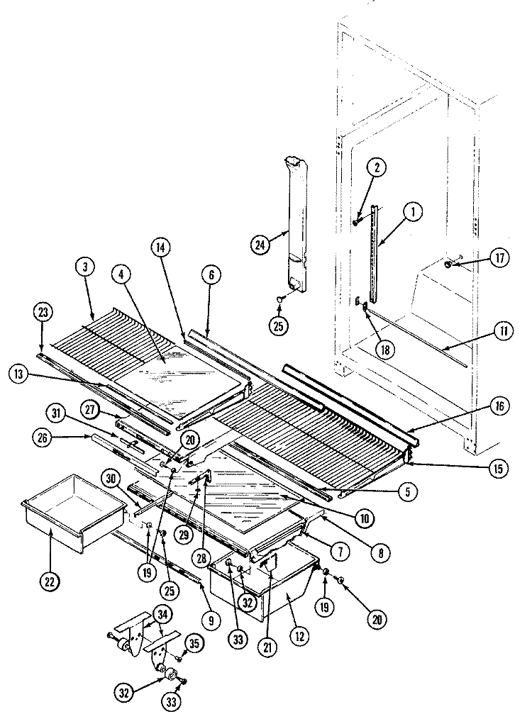 SHELVES & ACCESSORIES Diagram and Parts List for RTC1500DAE  Maytag Refrigerator