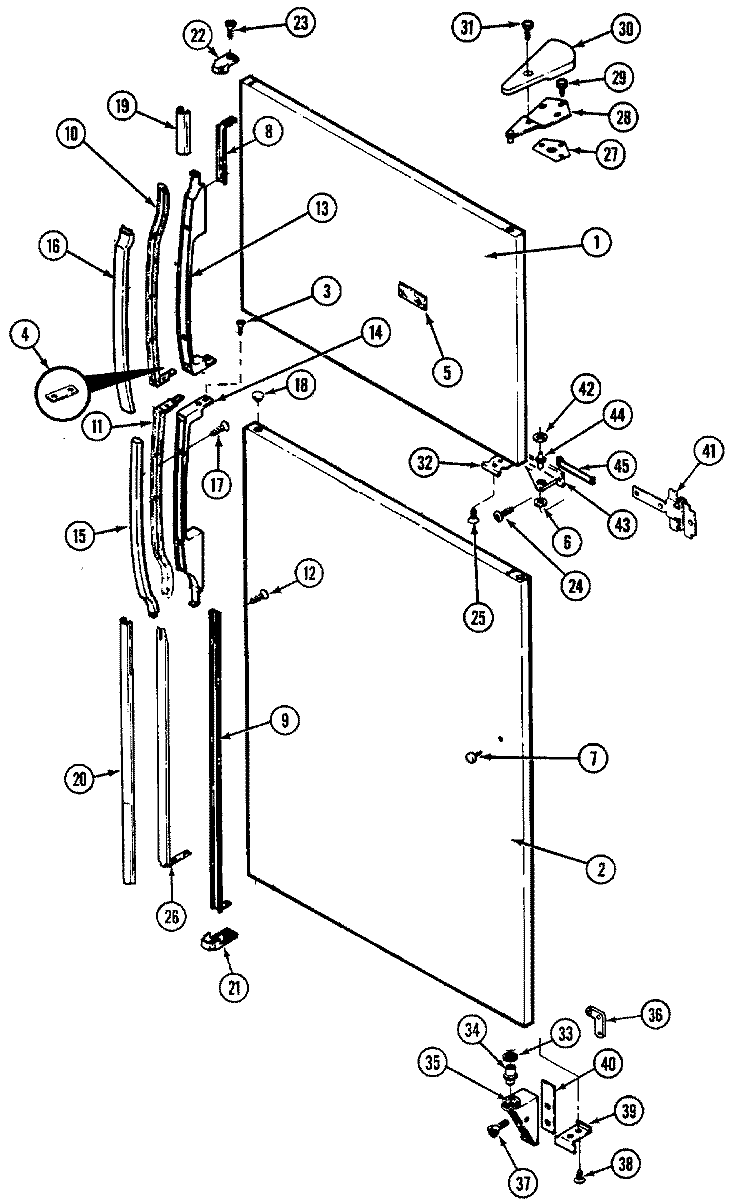 OUTER DOOR Diagram and Parts List for RTC1500DAE  Maytag Refrigerator